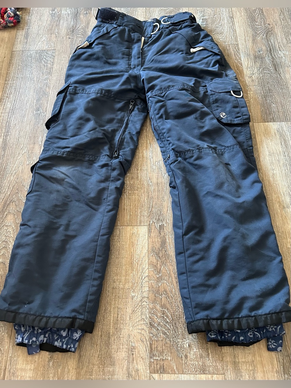 Kids unisex Navy Blue Cargo Ski Pants with D-Ring